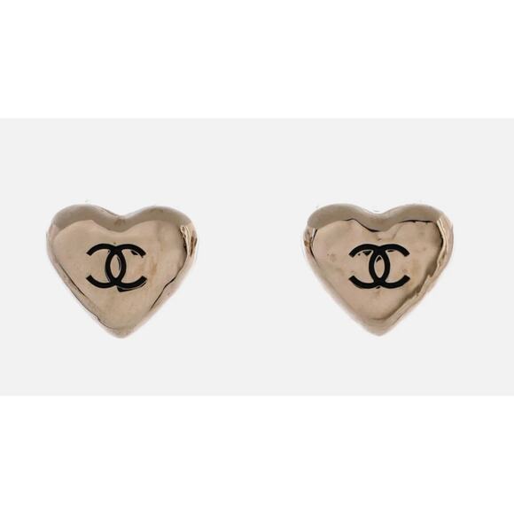 Jewelry - CHANEL Gold CC Interlocking Heart Stud Earrings 21B (CHXX003)